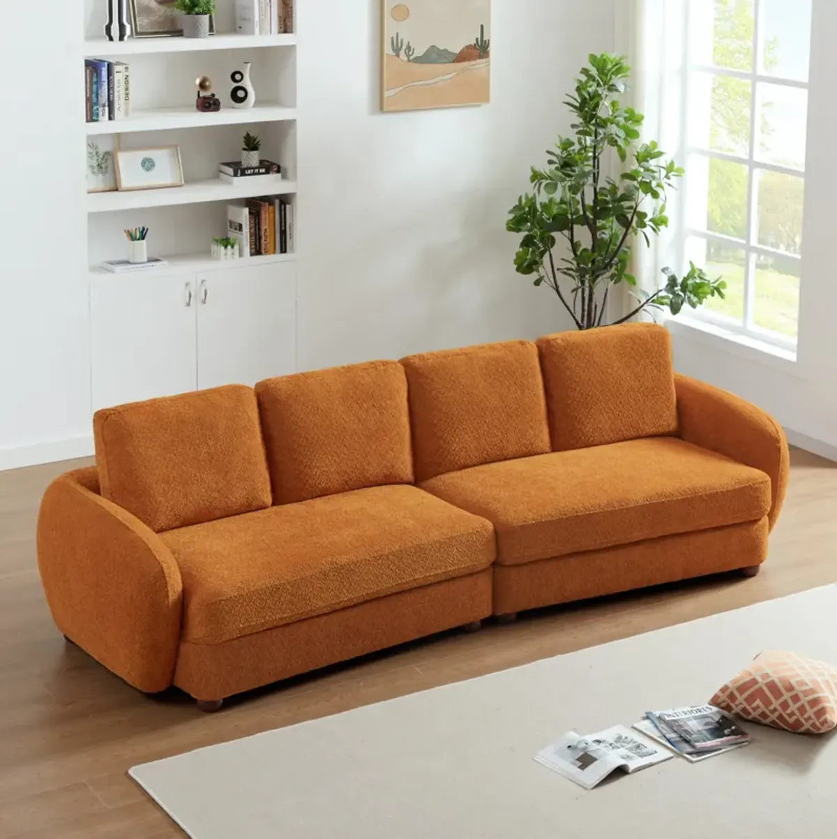 Virgil Burnt Orange Boucle Sofa