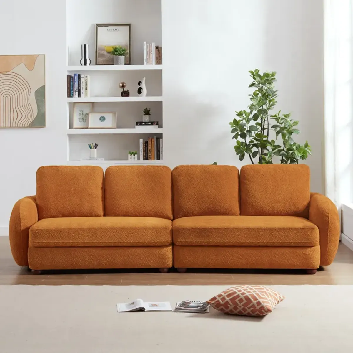 Virgil Burnt Orange Boucle Sofa