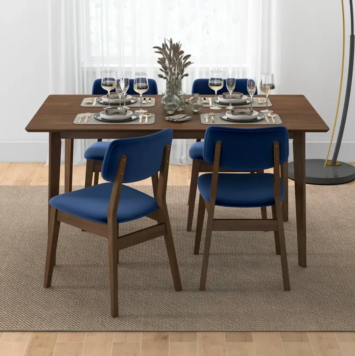 Abbott Blue Velvet Dining Chair Set of 2