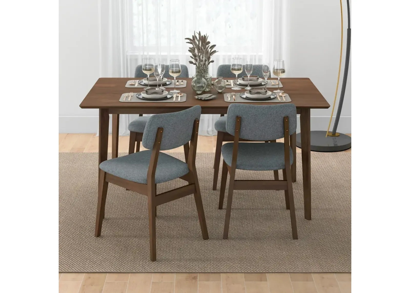 Abbott Dark Grey Fabric Dining Chair  Set of 2