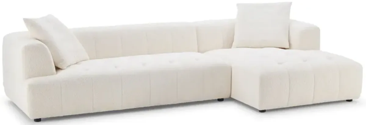 Wade Ivory Boucle Right Facing Chaise Sectional Sofa