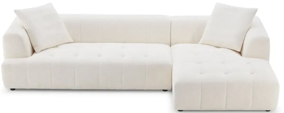 Wade Ivory Boucle Right Facing Chaise Sectional Sofa