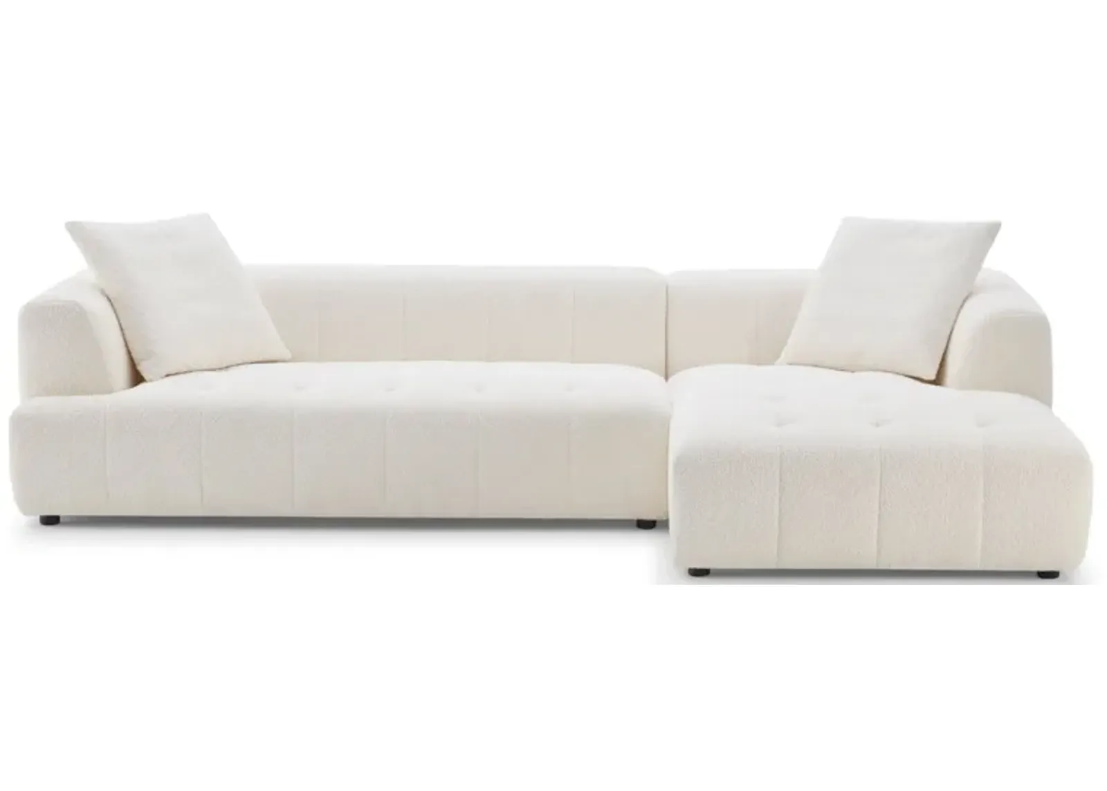 Wade Ivory Boucle Right Facing Chaise Sectional Sofa