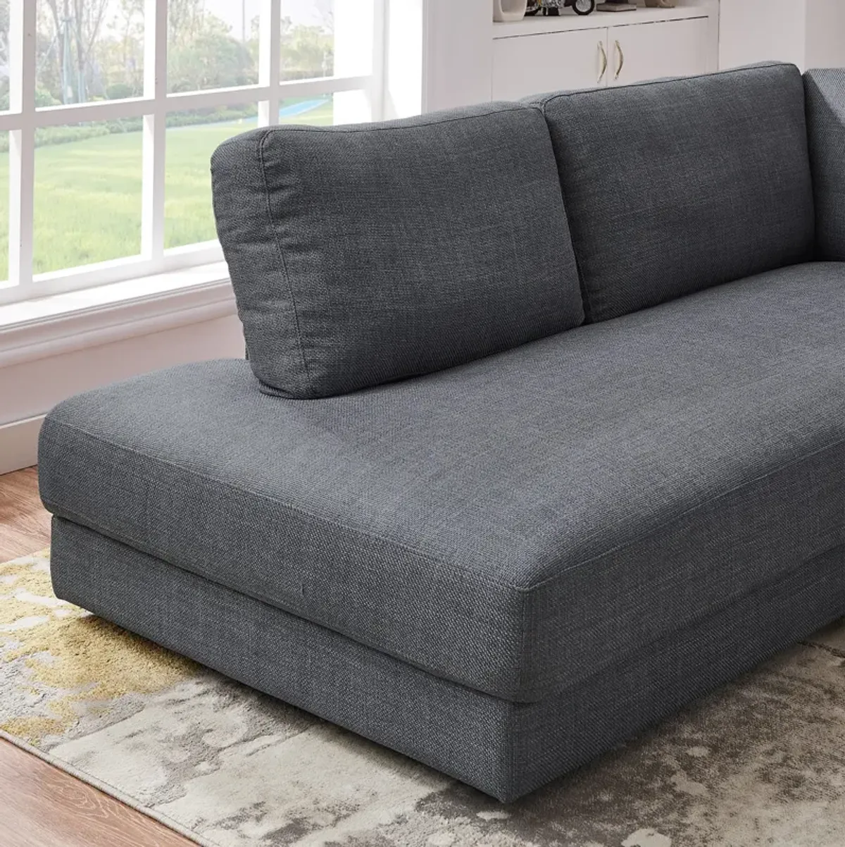 Glendale Grey Linen L-Shaped Left Sectional Sofa