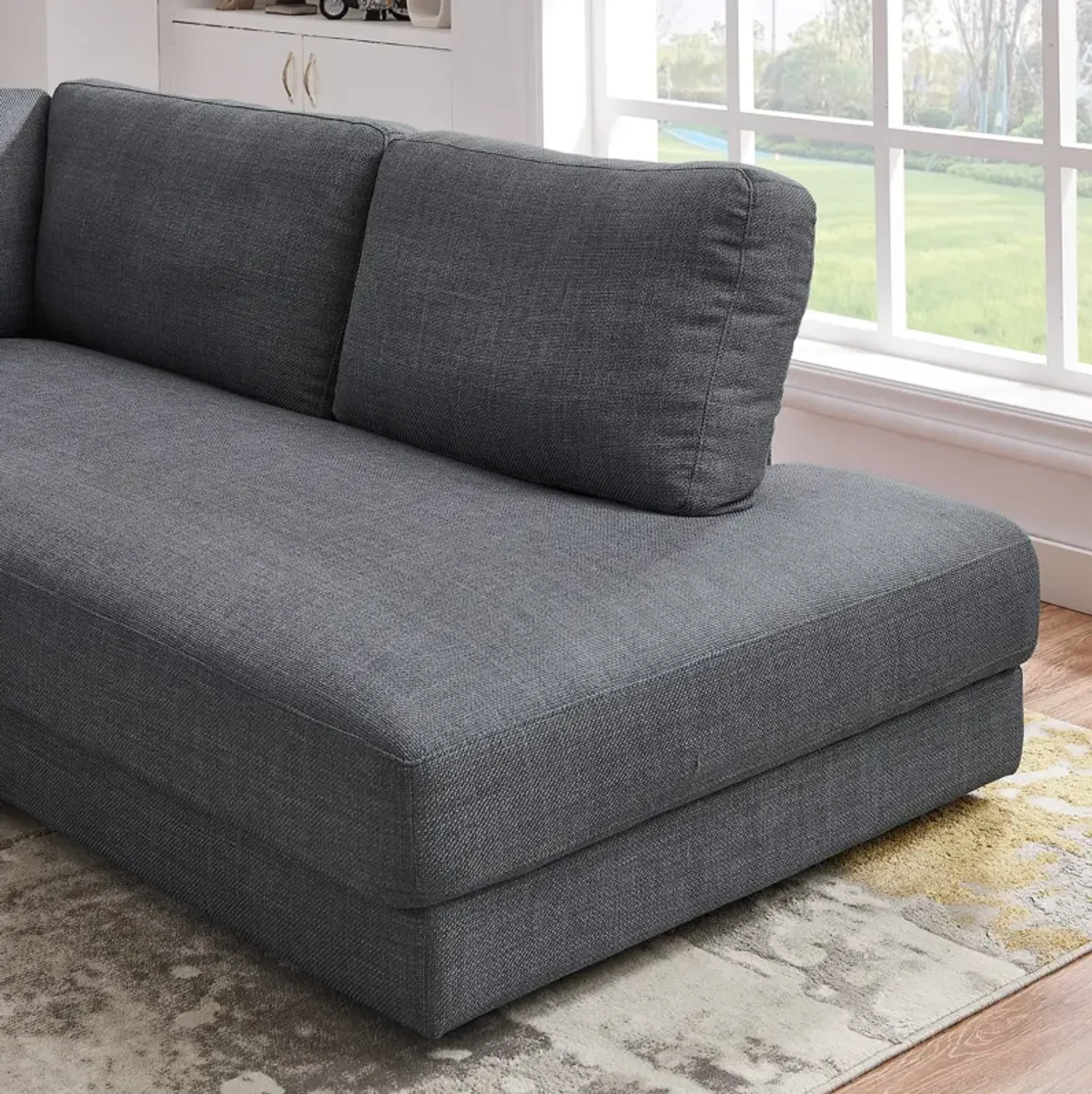 Glendale Grey Linen L-Shaped Right Sectional Sofa