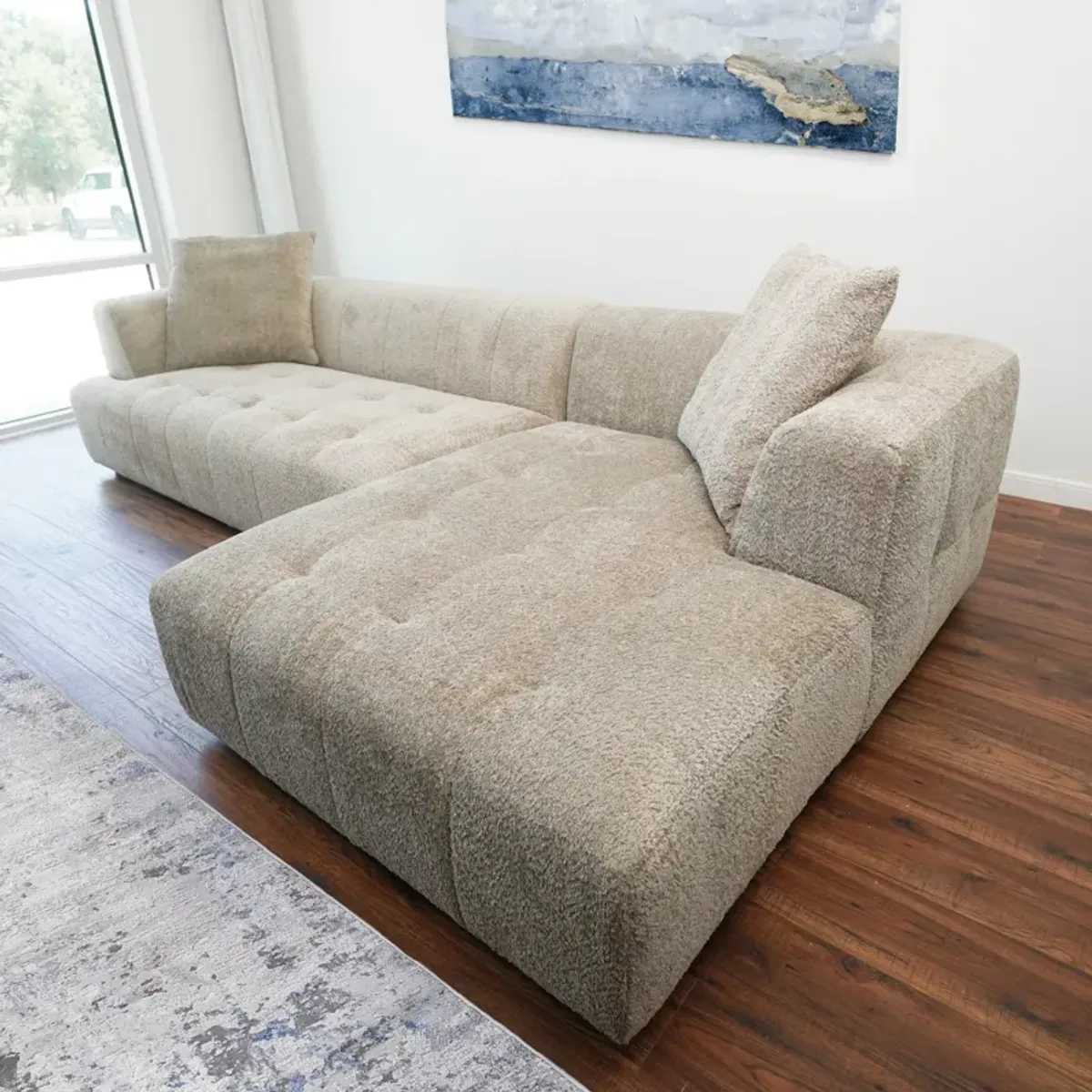 Wade Mocha Boucle L-Shaped Right Sectional Sofa