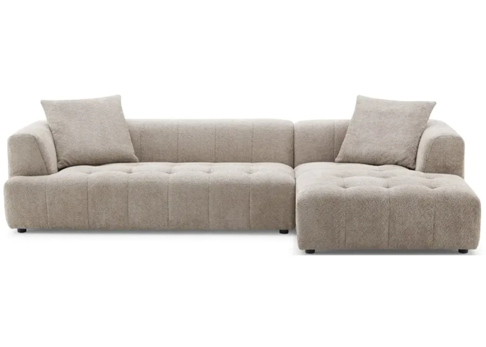 Wade Mocha Boucle L-Shaped Right Sectional Sofa