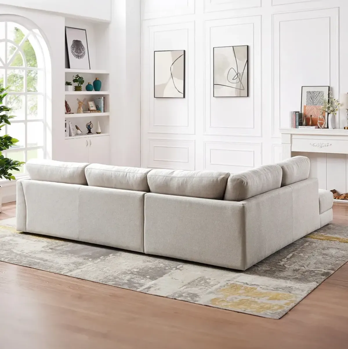 Glendale Cream Linen L-Shaped Left Sectional Sofa