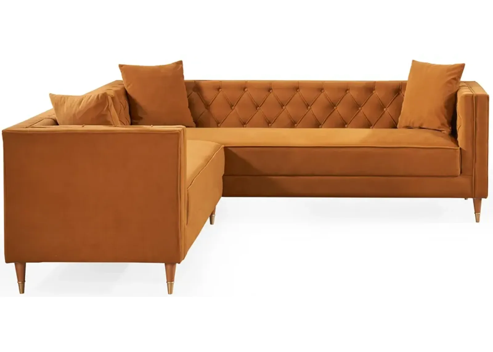 Lewis Cognac Velvet Symmetrical Corner Sofa