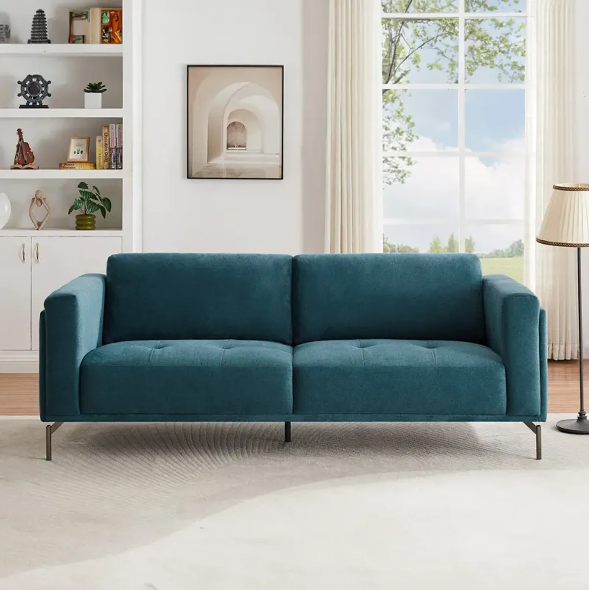 London Blue Linen Sofa