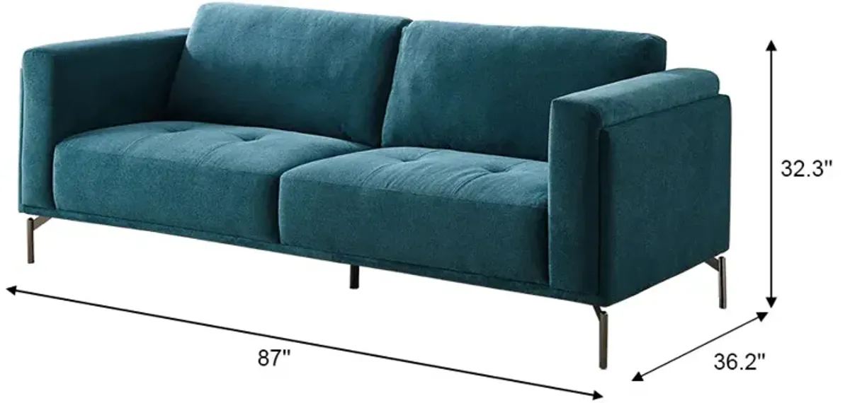 London Blue Linen Sofa