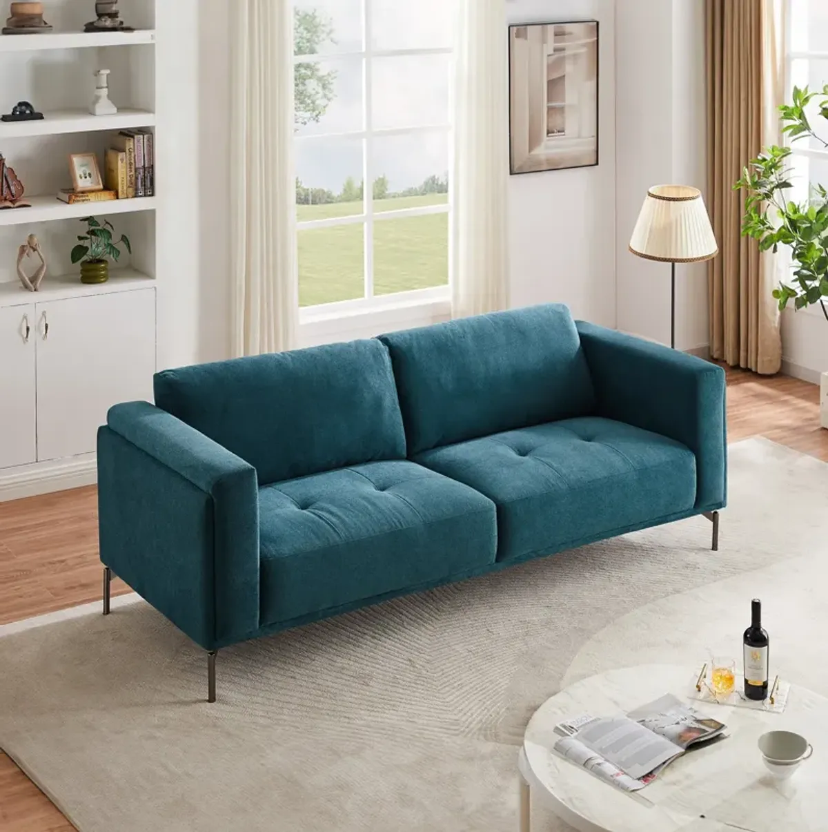 London Blue Linen Sofa