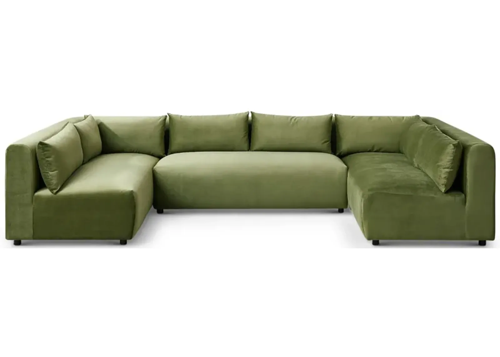 Albany Olive Green Velvet Modular Corner Sectional Modern Sofa