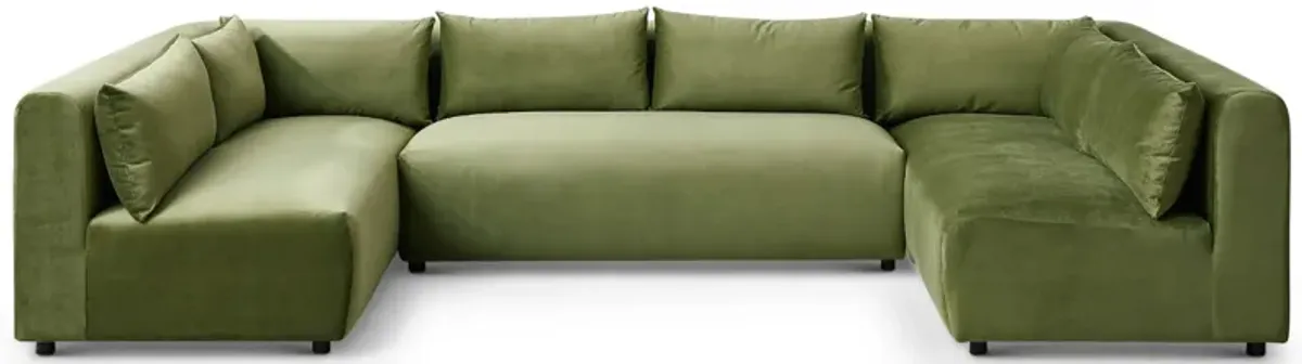 Albany Olive Green Velvet Modular Corner Sectional Modern Sofa