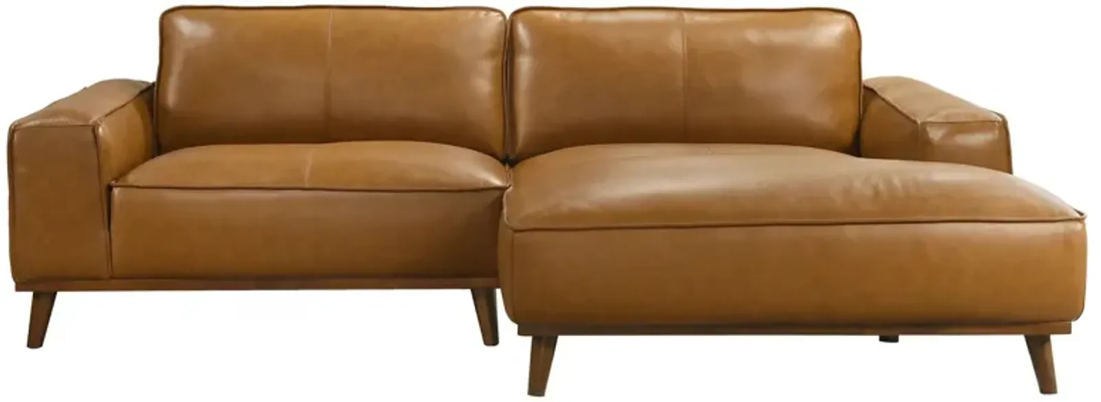 Clifton Tan Leather Sectional Sofa Right Facing Chaise