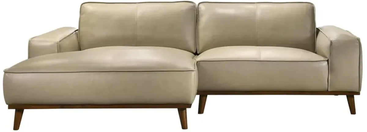 Clifton Beige Leather Sectional Sofa Left Facing Chaise