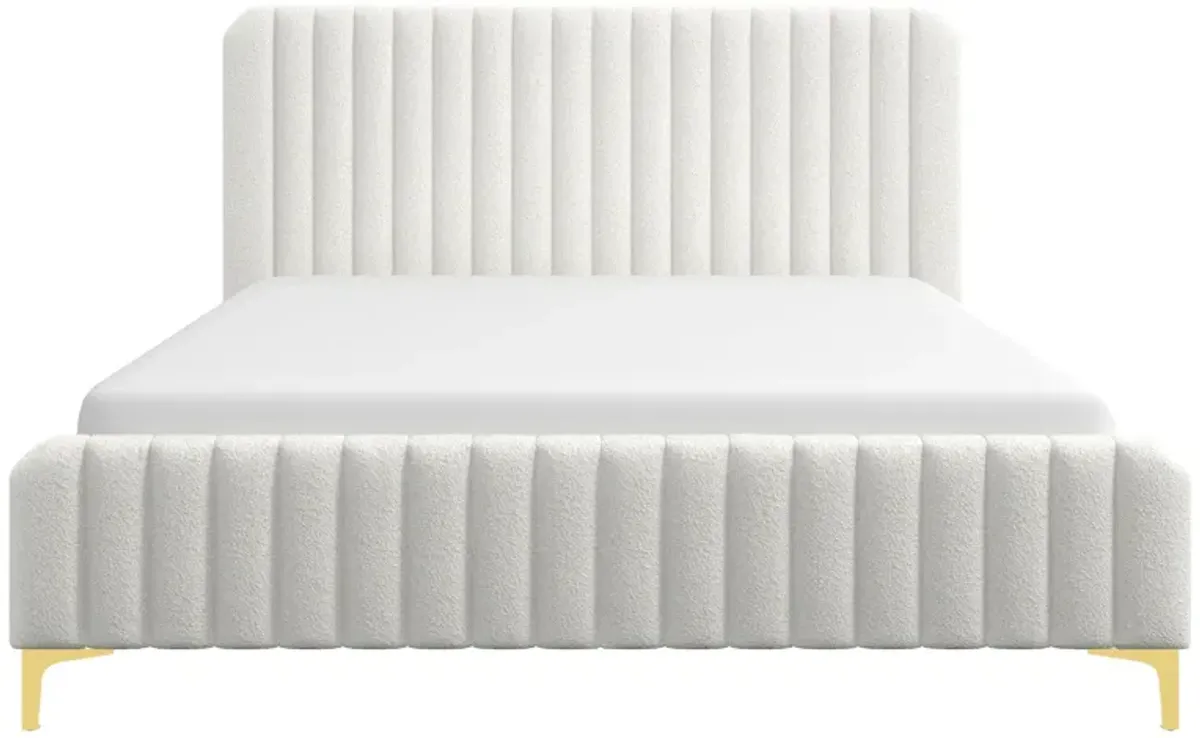 Angela King Size Cream Boucle Platform Bed