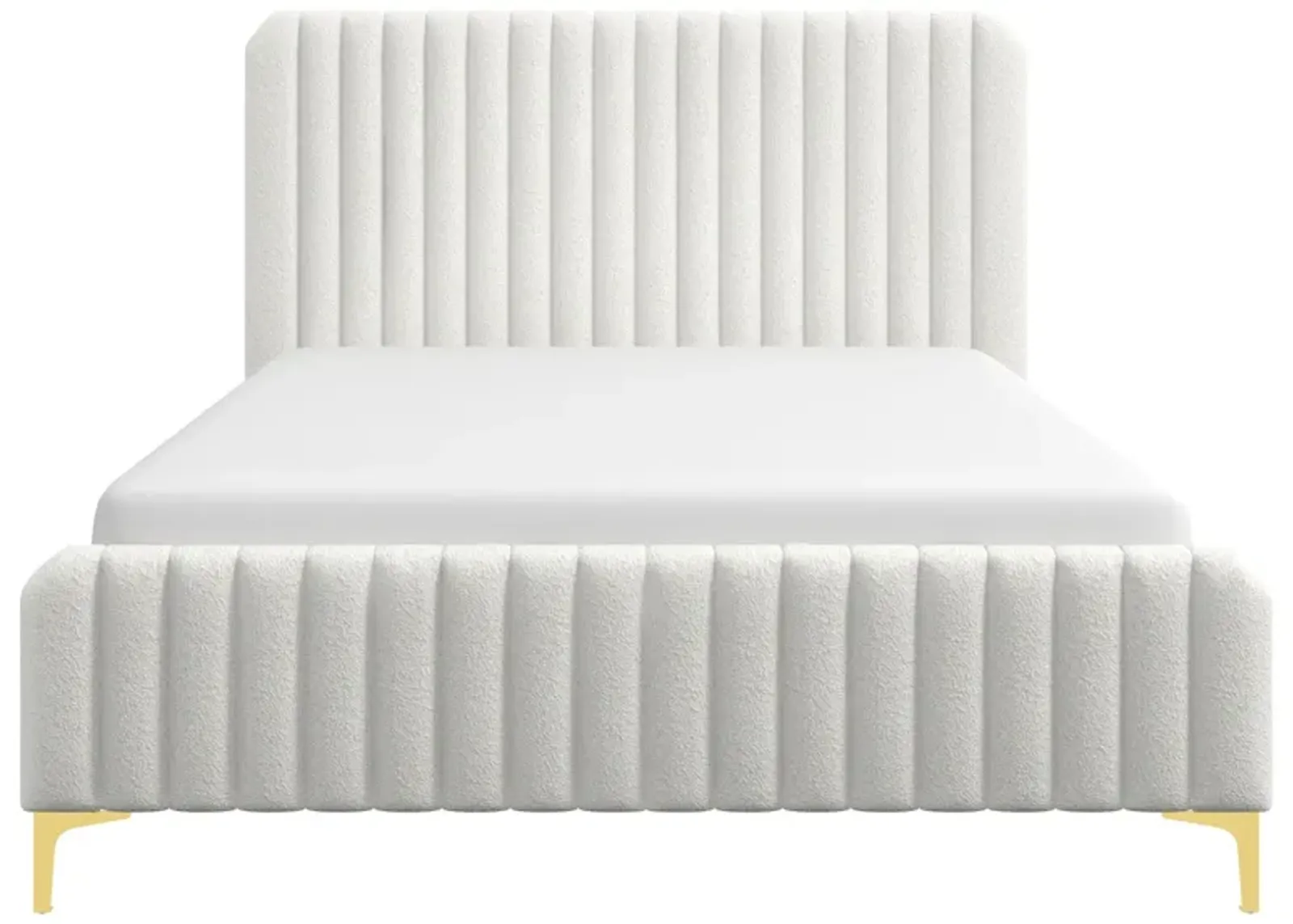 Angela Queen Cream Boucle Platform Bed