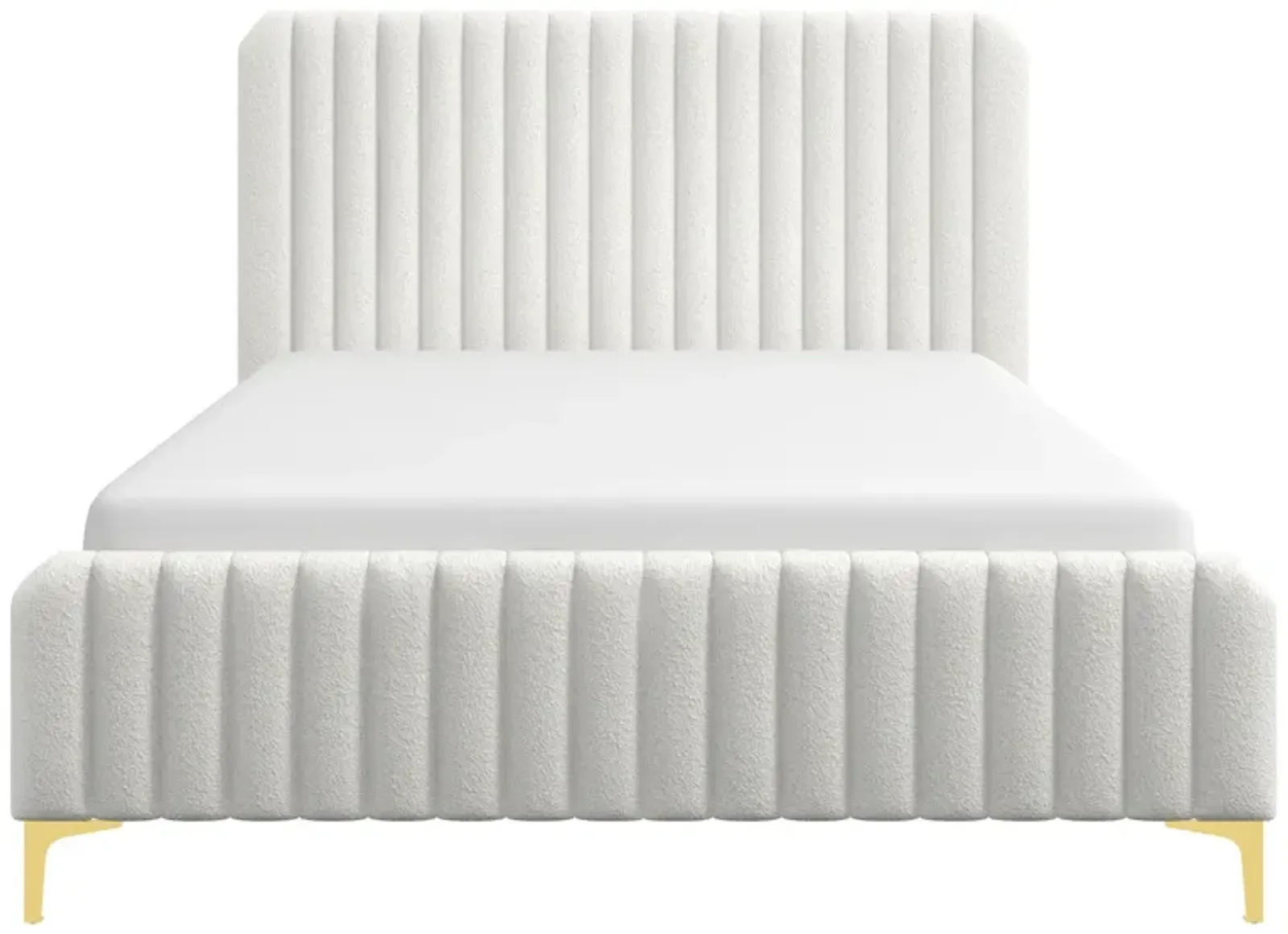 Angela Queen Cream Boucle Platform Bed