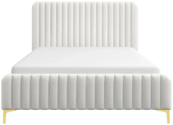 Angela Queen Cream Boucle Platform Bed