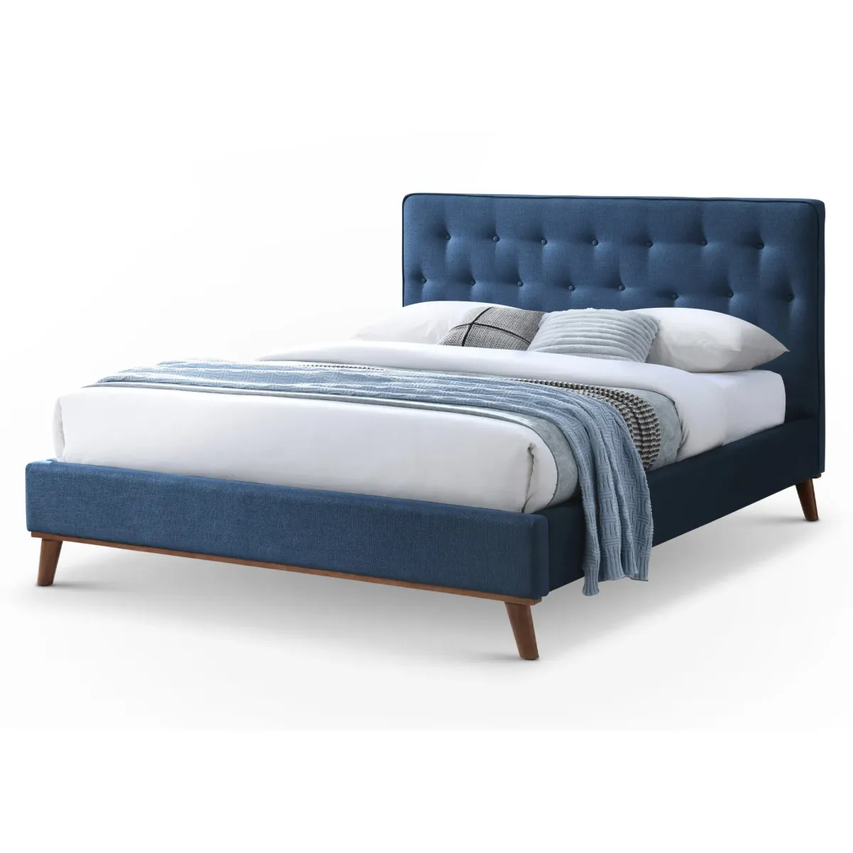Ashton Queen Bed Navy Blue Fabric