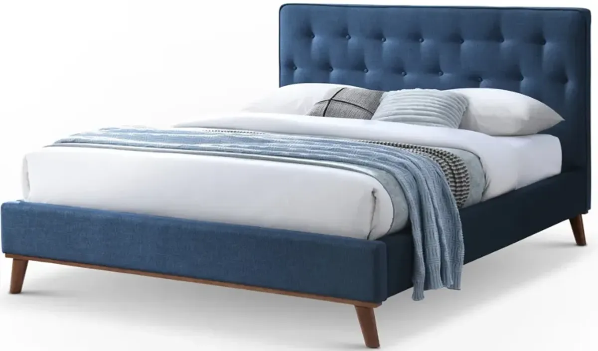 Ashton Queen Bed Navy Blue Fabric
