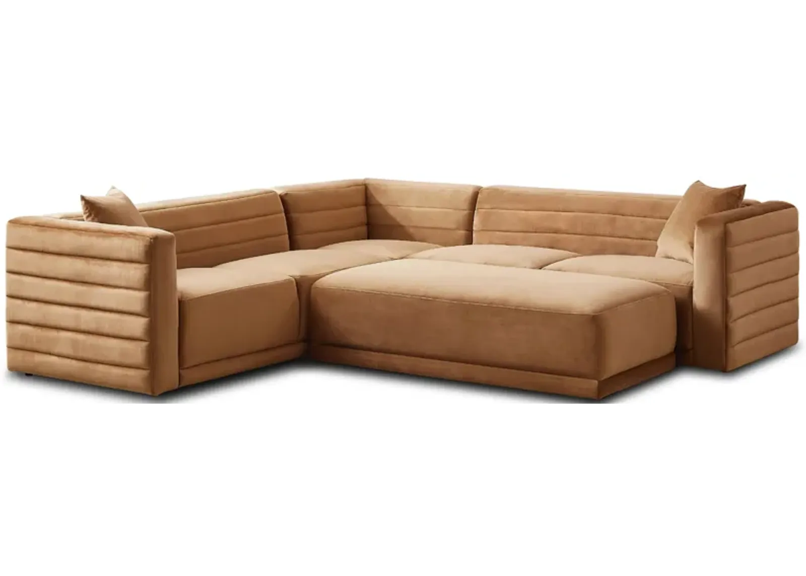 Soho Cognac Velvet Corner Sofa with Ottoman