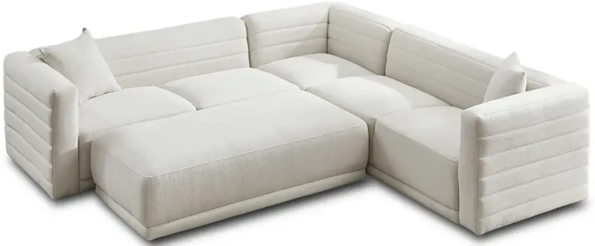 Soho Cream Boucle Corner Sofa with Ottoman