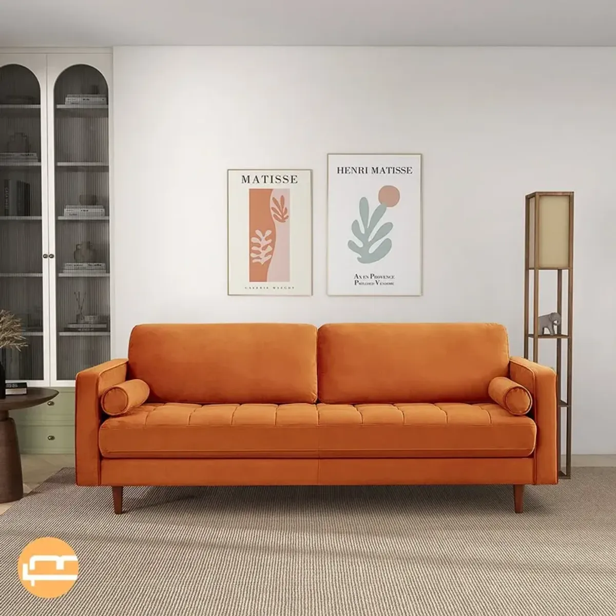 Daphne Burnt Orange Velvet Modern Sofa