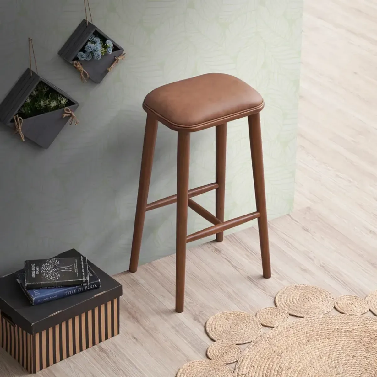 Westbury Tan Leather Bar Stool