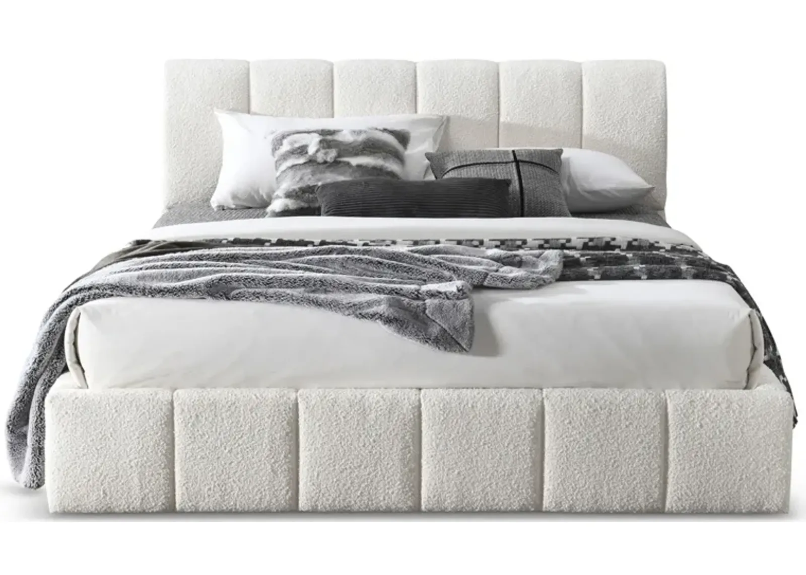 Pearce White Boucle King Bed