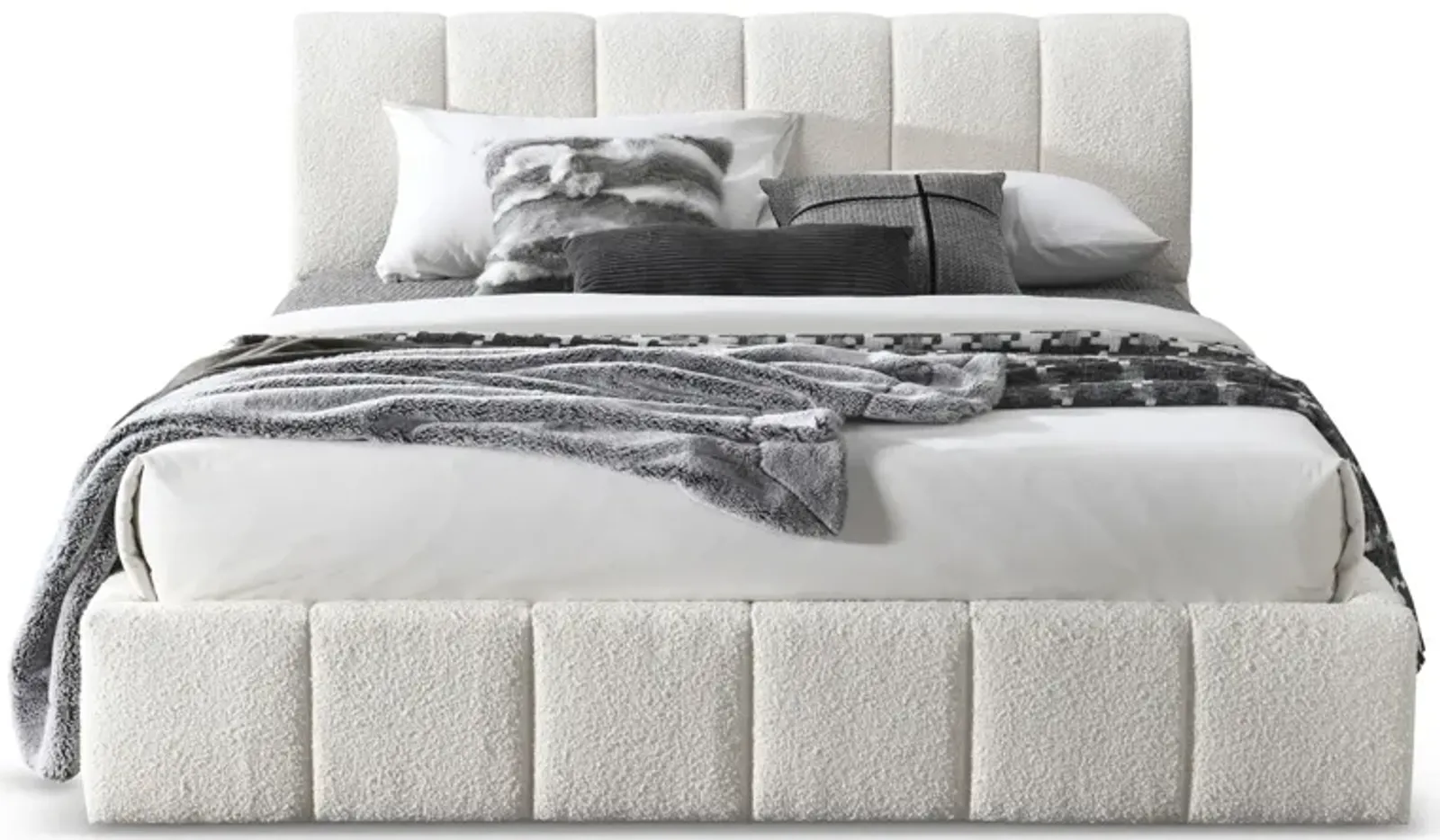 Pearce White Boucle King Bed