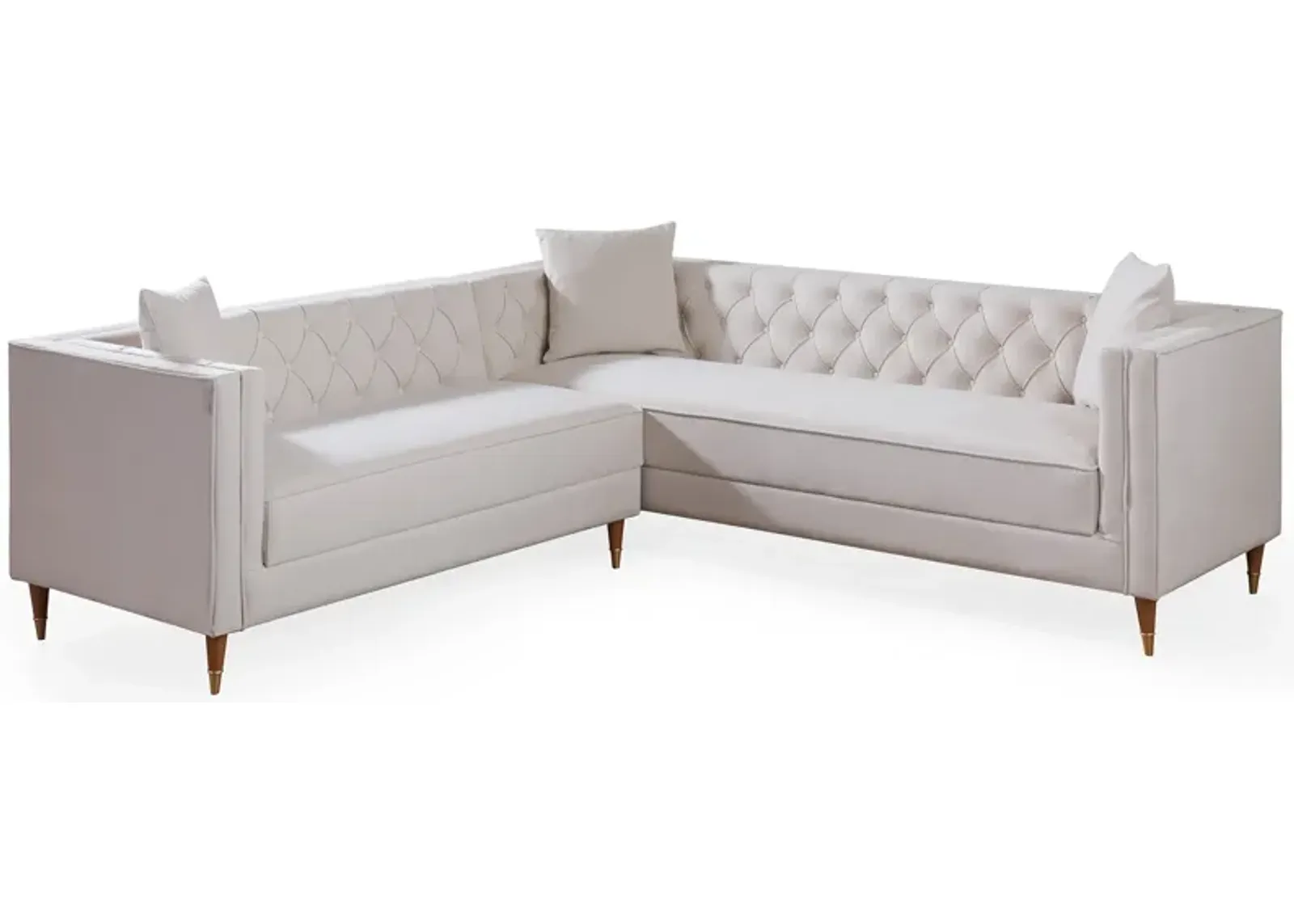 Lewis Cream Velvet Symmetrical Corner Sofa