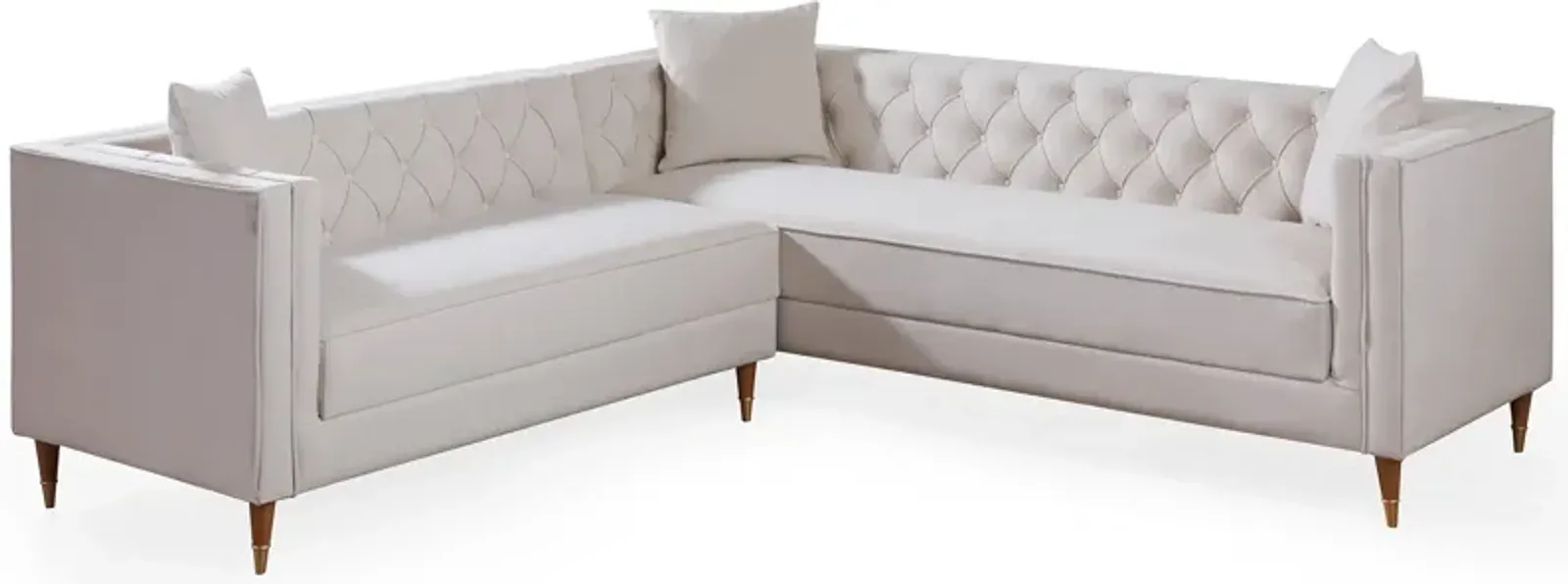 Lewis Cream Velvet Symmetrical Corner Sofa