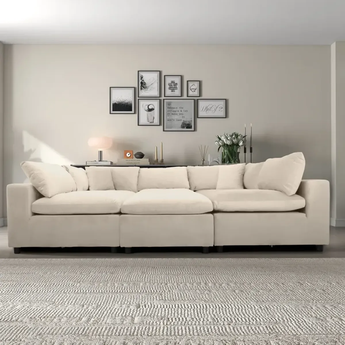 Laurel Ivory Velvet Modular Sofa