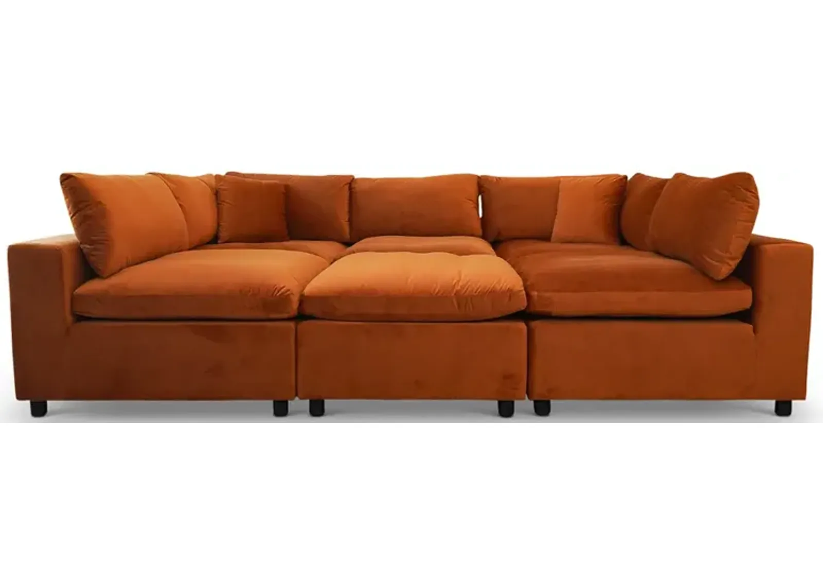 Laurel Burnt Orange Velvet Modular Sofa