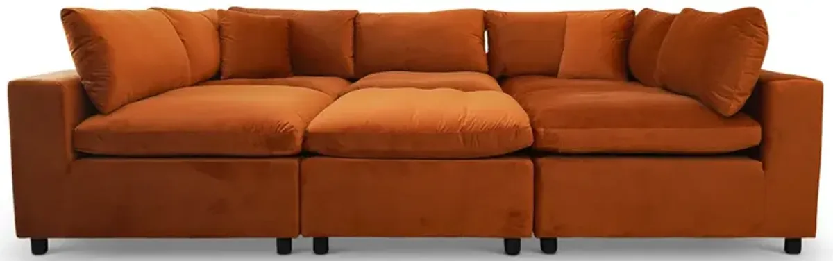 Laurel Burnt Orange Velvet Modular Sofa