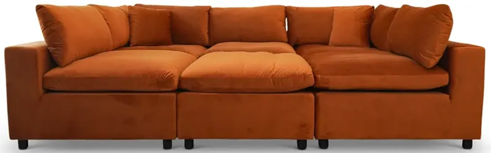 Laurel Burnt Orange Velvet Modular Sofa