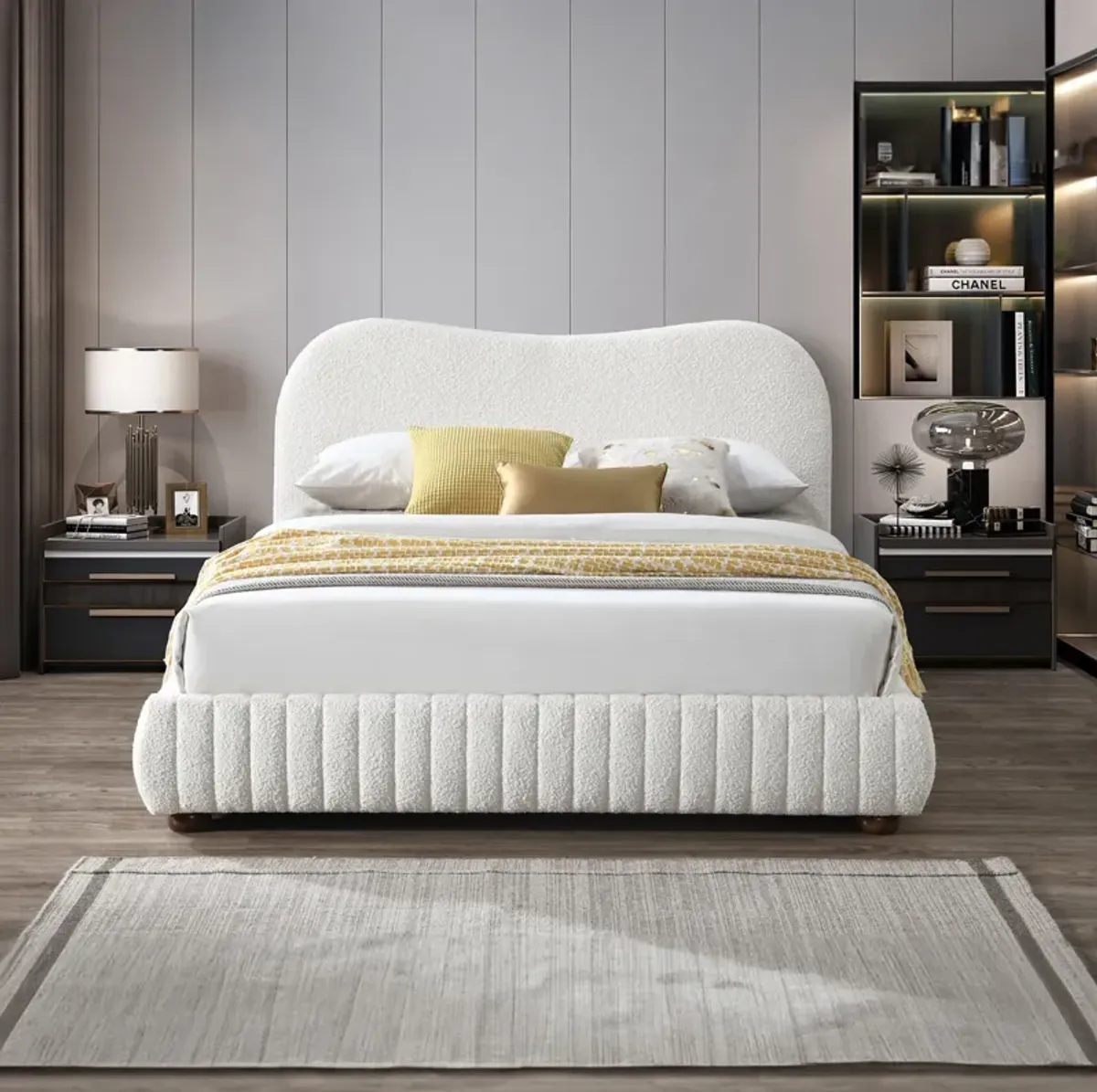 Nomad Cream Boucle Queen Bed