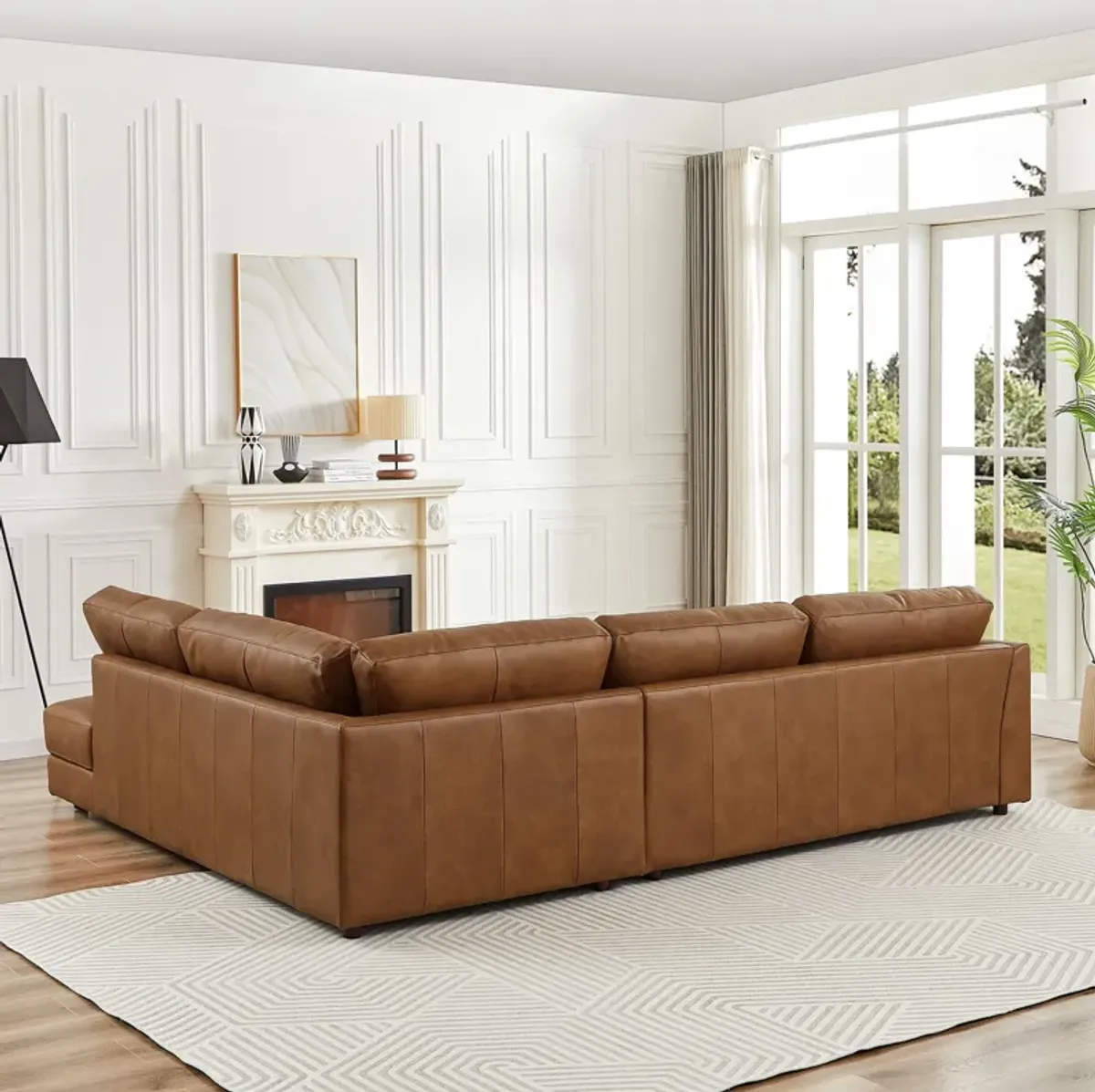 Glendale Cognac Leather Sectional Right