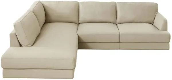 Glendale Cream Leather Left Sectional Sofa