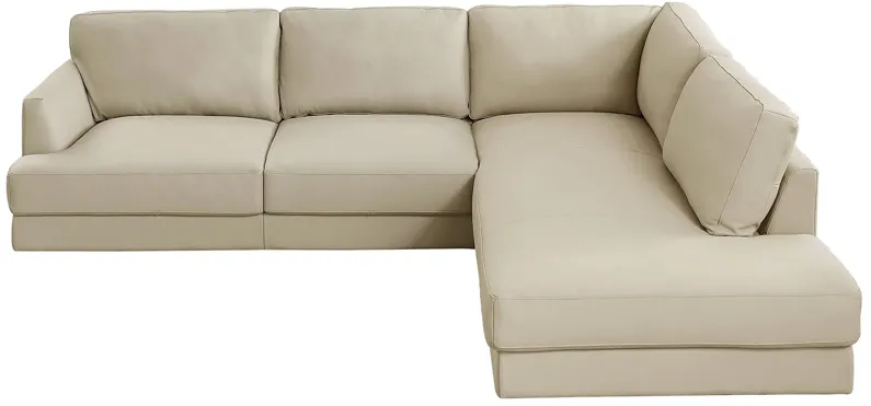 Glendale Cream Leather Right Sectional Sofa