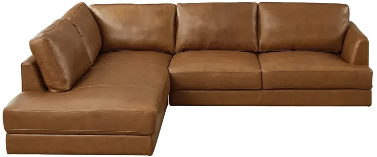 Glendale Cognac Genuine Leather Sectional Left