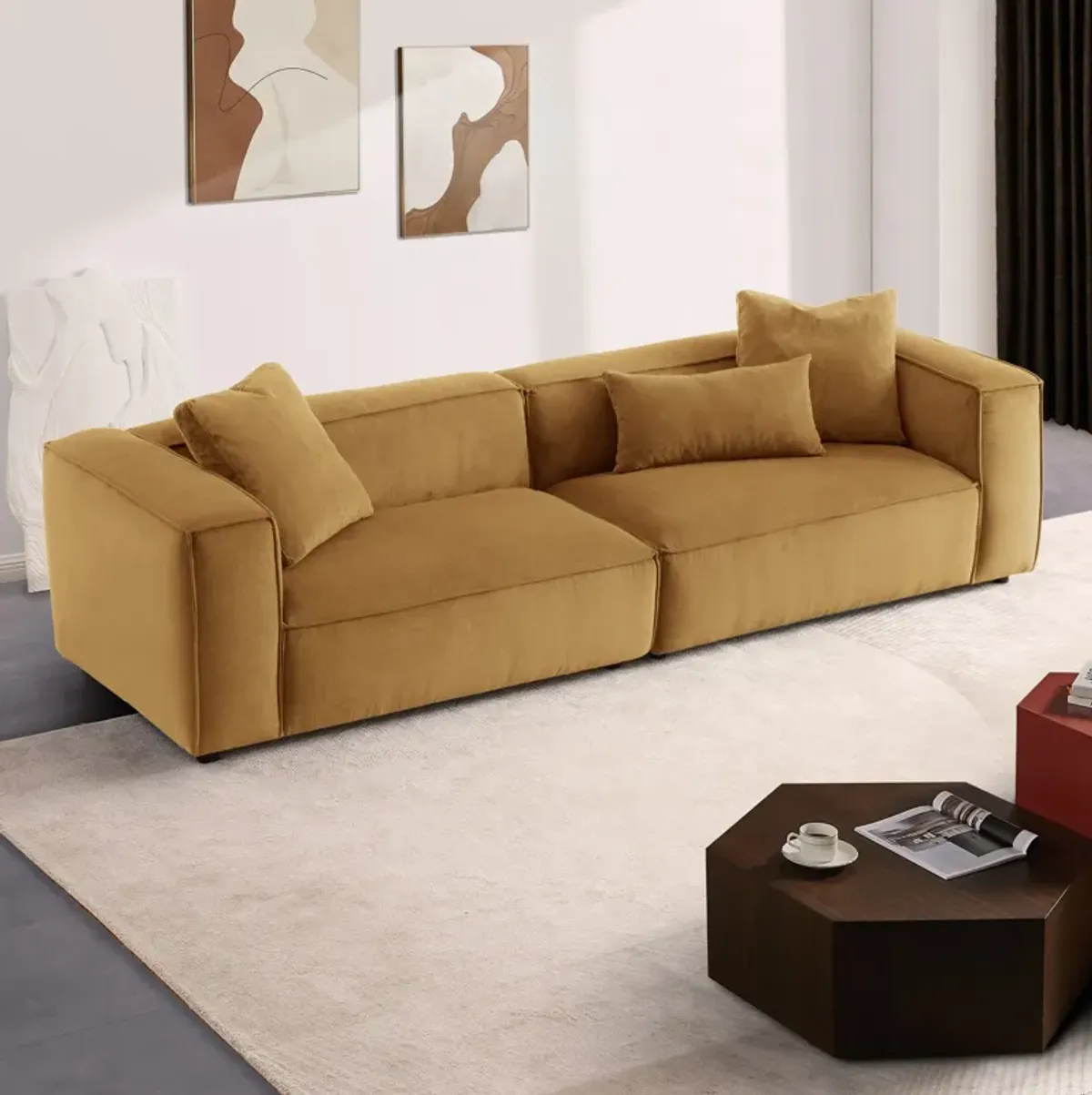 Conrad Cognac Corduroy Large Sofa