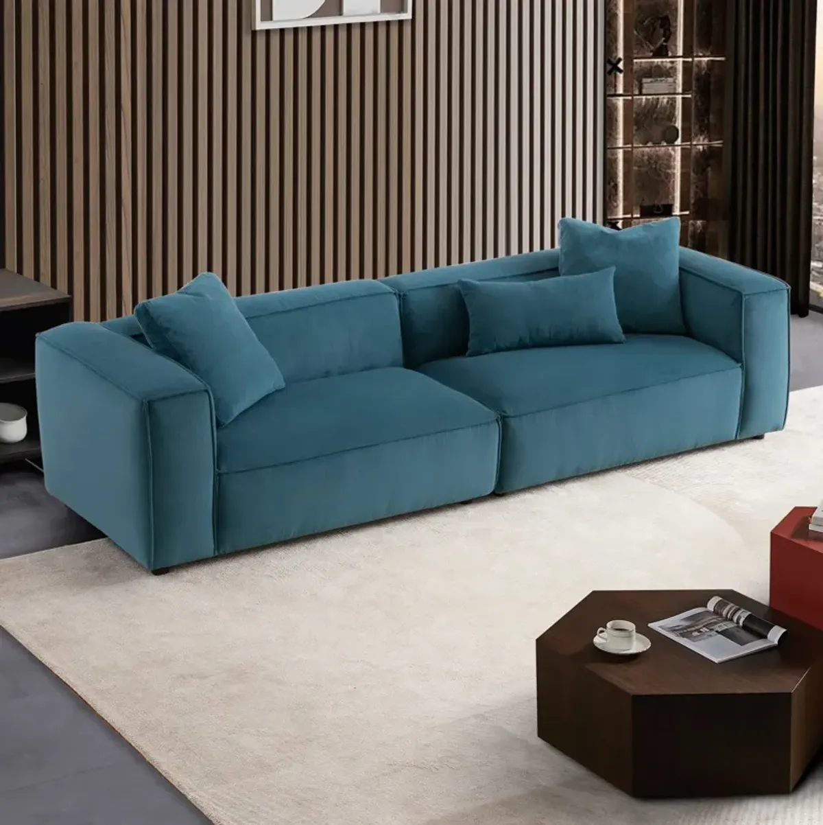 Conrad Blue Corduroy Large Sofa