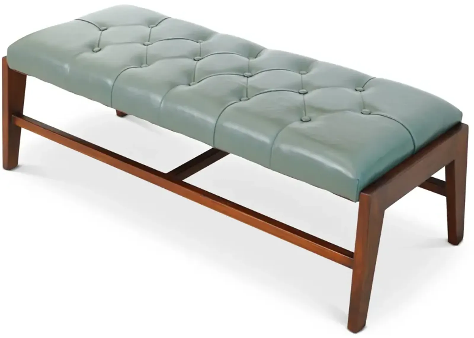 Hammond Green Leather Bench with Buttons