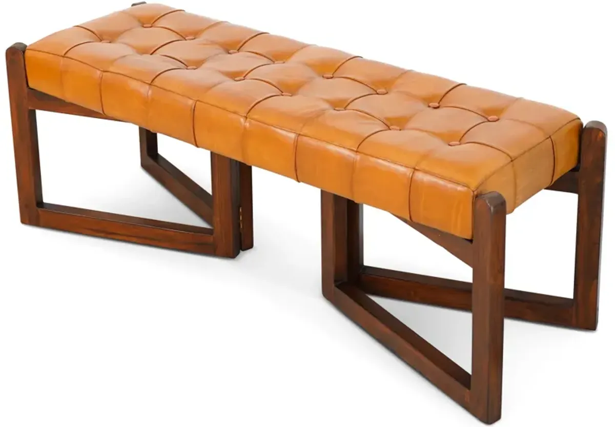 Rosemont Tan Leather Bench