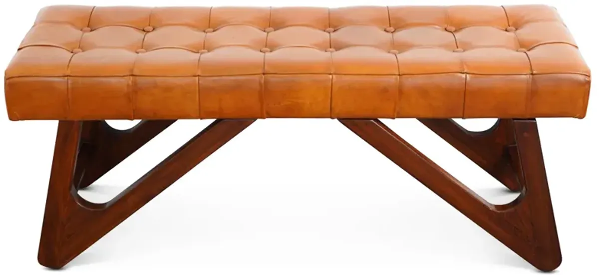 Melrose Tan Leather Bench