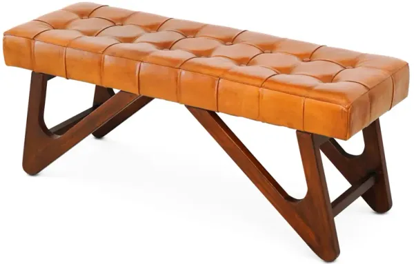 Melrose Tan Leather Bench