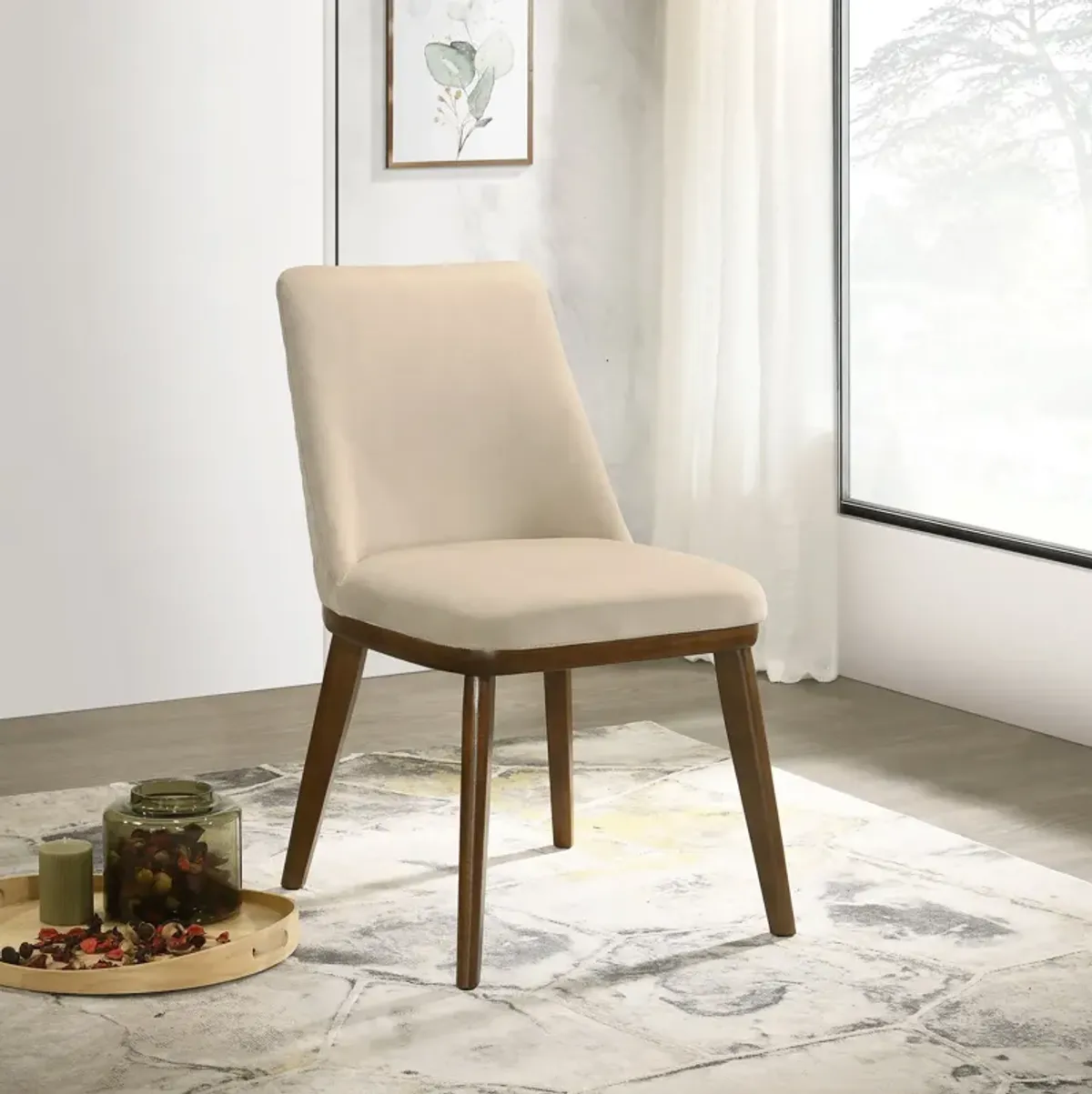 Cloud Beige Velvet Dining Chair Set of 2